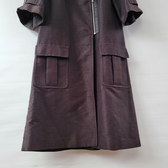 BCBGMaxAzria Black Topper Jacket Size Small Short Sleeve Mid Length Duster Coat - Picture 5 of 16